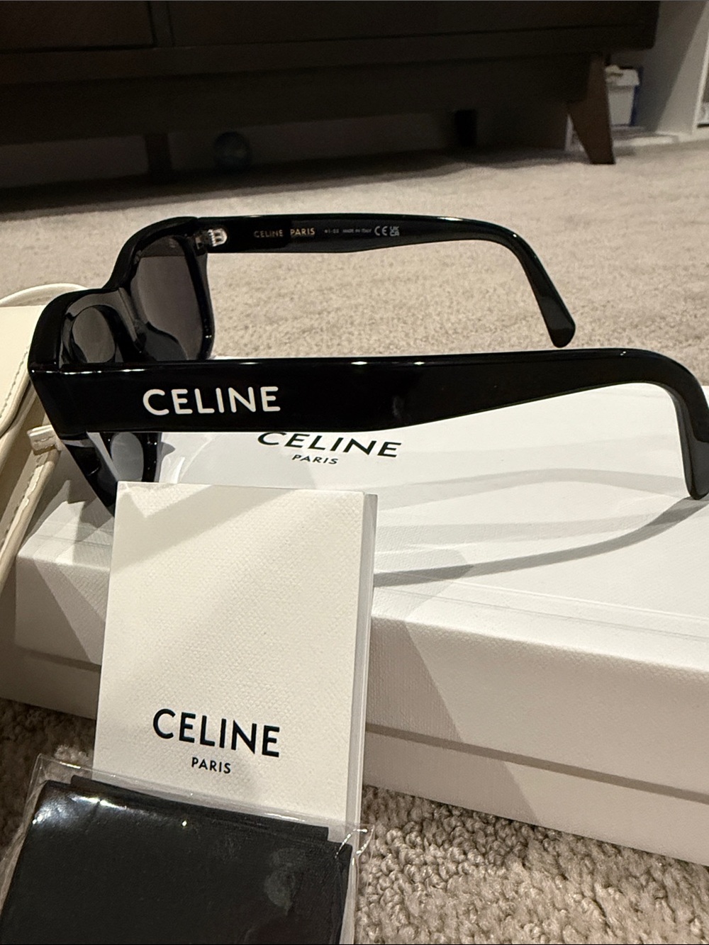 Celine Rectangle-Frame Acetate Sunglasses with White Case - Picture 2 of 7